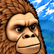 Moss, a brown Sasquatch with a heavy brow and a calm expression